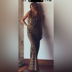 Zara cheetah tulle halter maxi dress